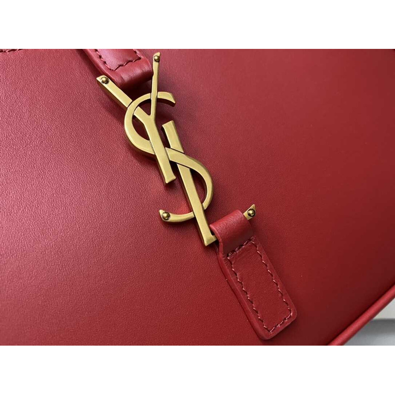 Saint Laurent Le 5 À 7 In Patent Leather Hobo Bag Red