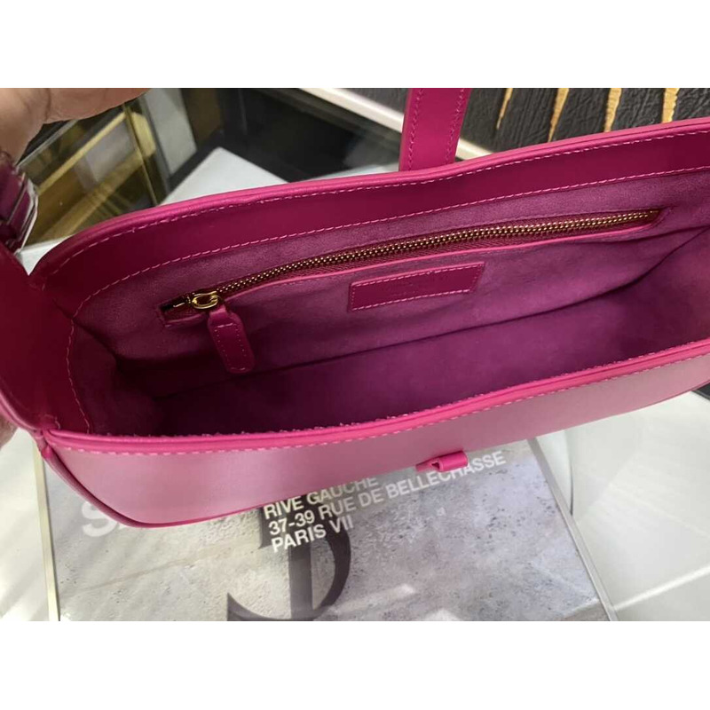 Saint Laurent Le 5 À 7 In Patent Leather Hobo Bag Pink