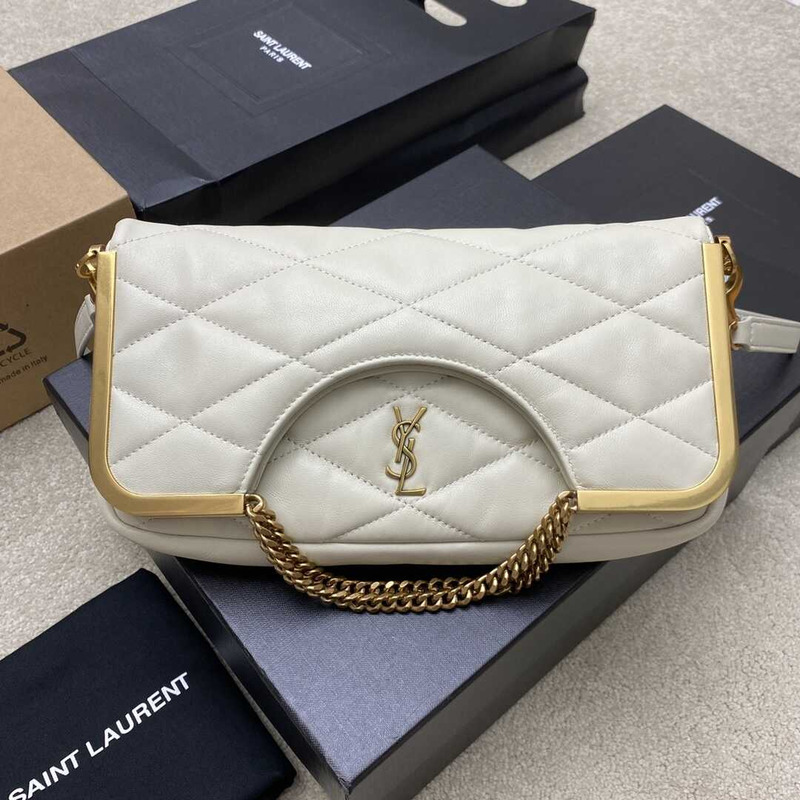 Saint Laurent 87 In Quilted Lambskin White