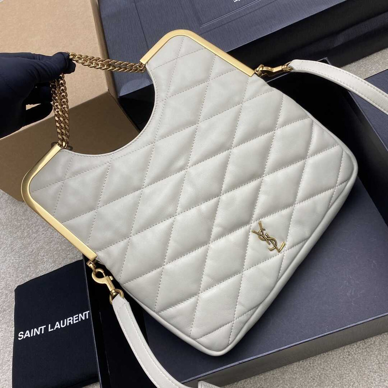 Saint Laurent 87 In Quilted Lambskin White