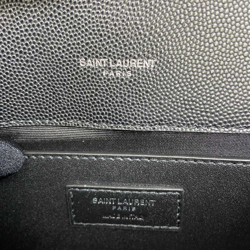 Saint Laurent Envelope Small In Quilted Grain De Pouder Embossed Leather Flap Black