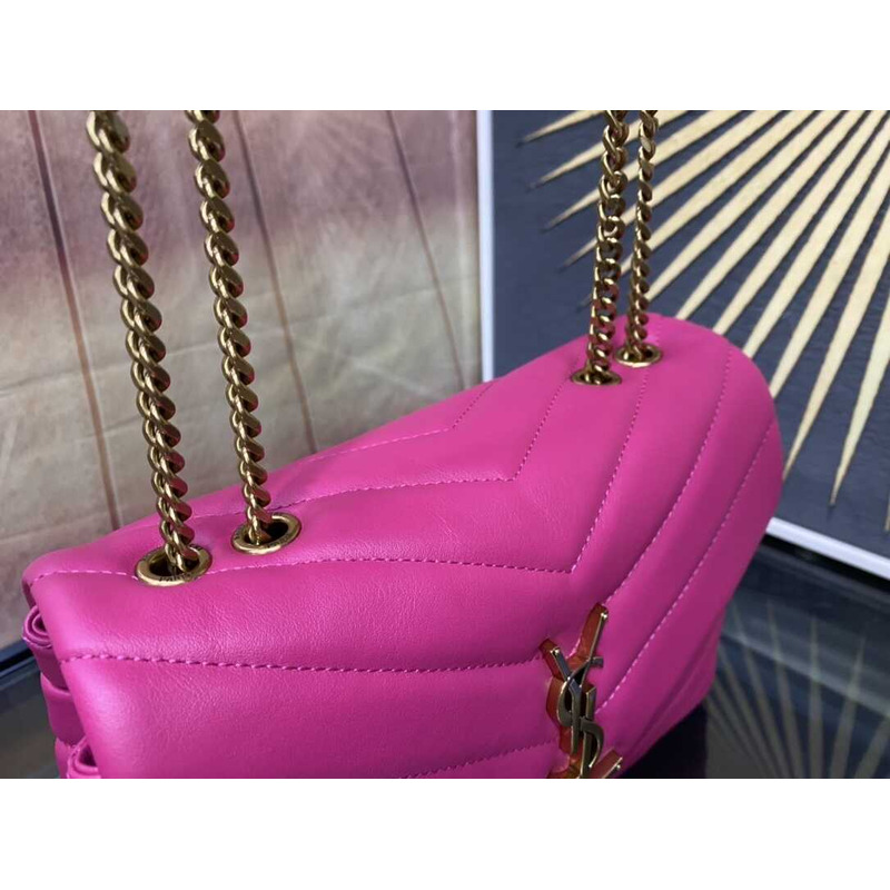 Saint Laurent Loulou Small In Quilted Leather Envelope Bag Pink