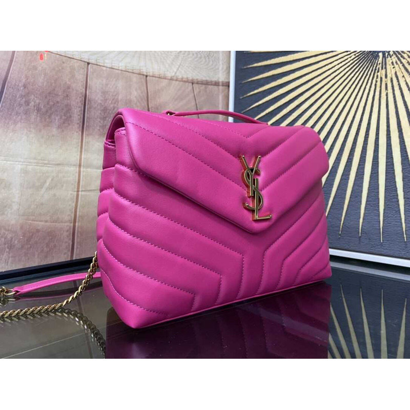 Saint Laurent Loulou Small In Quilted Leather Envelope Bag Pink