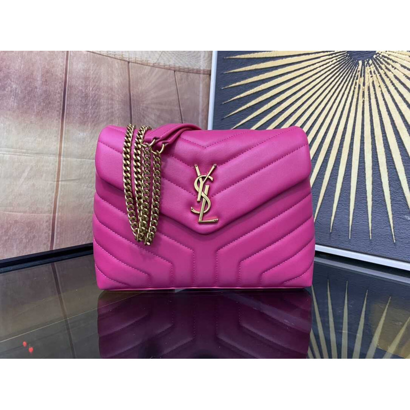 Saint Laurent Loulou Small In Quilted Leather Envelope Bag Pink