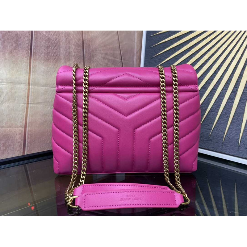 Saint Laurent Loulou Small In Quilted Leather Envelope Bag Pink