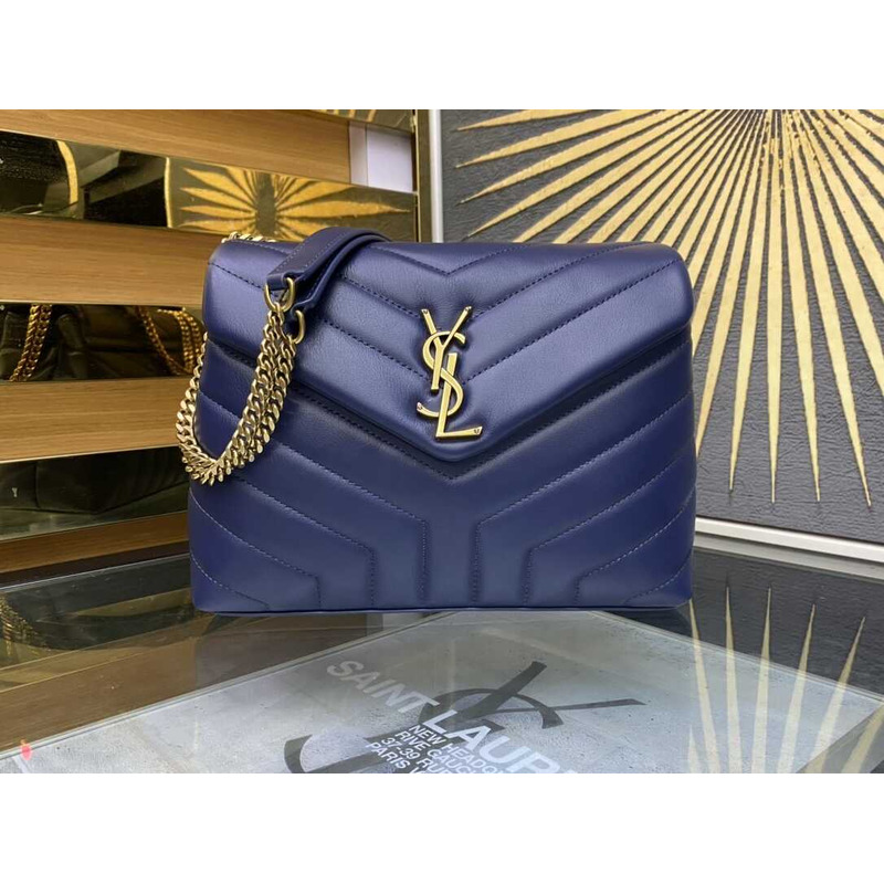 Saint Laurent Loulou Small In Quilted Leather Envelope Bag Navy Blue