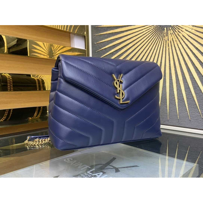 Saint Laurent Loulou Small In Quilted Leather Envelope Bag Navy Blue