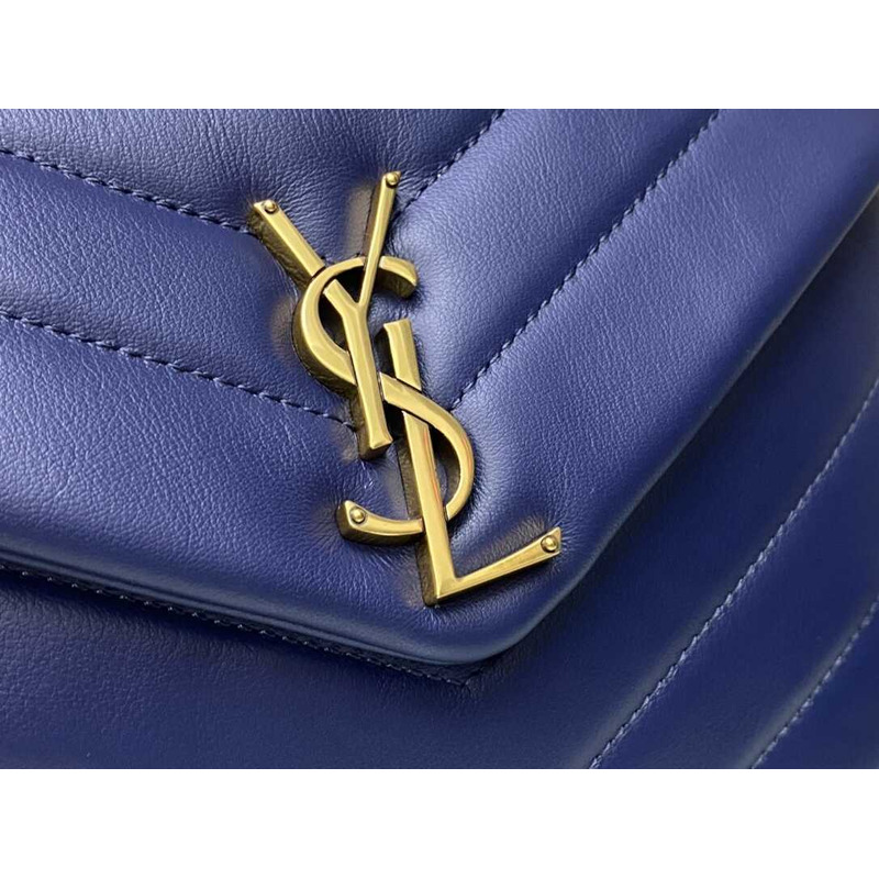 Saint Laurent Loulou Small In Quilted Leather Envelope Bag Navy Blue