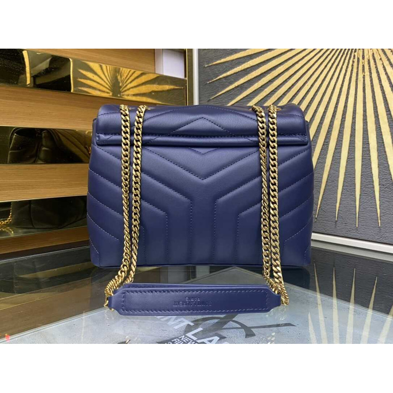 Saint Laurent Loulou Small In Quilted Leather Envelope Bag Navy Blue