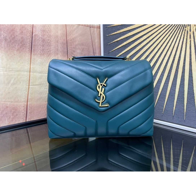 Saint Laurent Loulou Small In Quilted Leather Envelope Peacock Blue