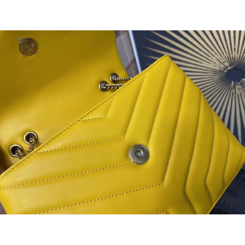 Saint Laurent Loulou Small In Quilted Leather Envelope Bag Yellow