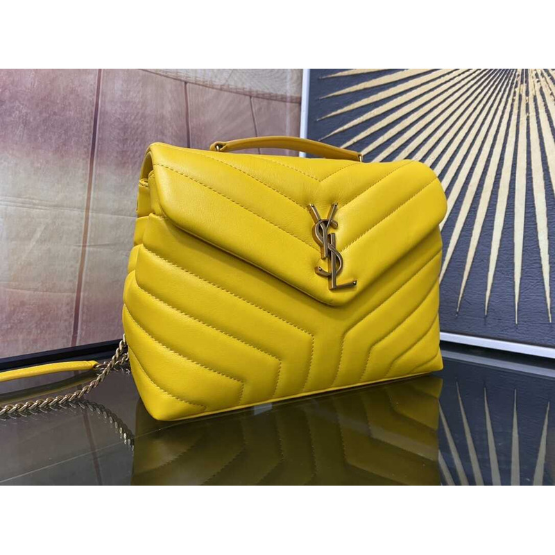 Saint Laurent Loulou Small In Quilted Leather Envelope Bag Yellow