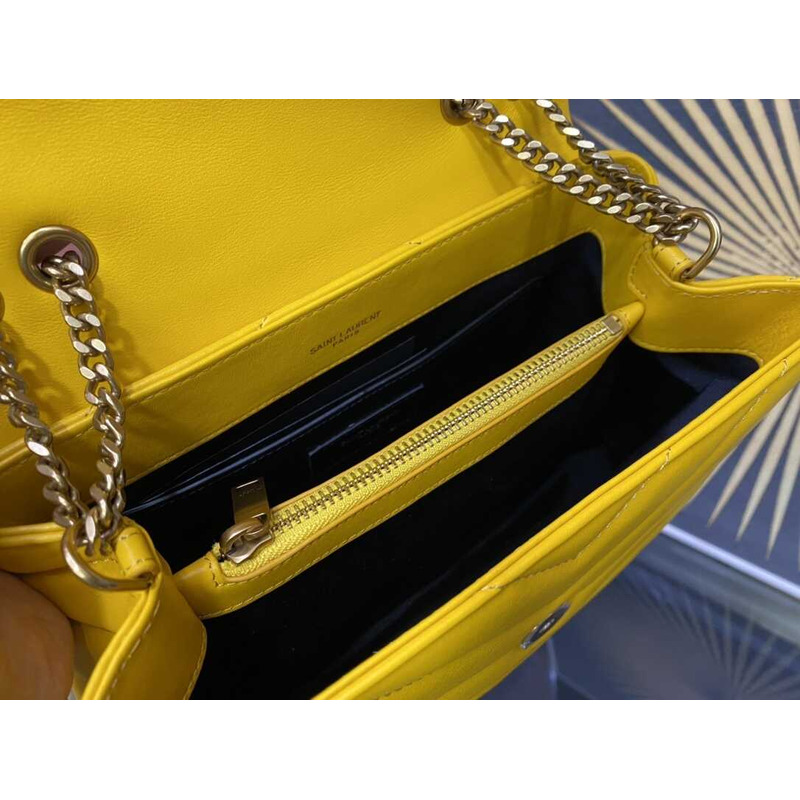 Saint Laurent Loulou Small In Quilted Leather Envelope Bag Yellow