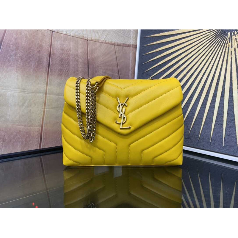 Saint Laurent Loulou Small In Quilted Leather Envelope Bag Yellow