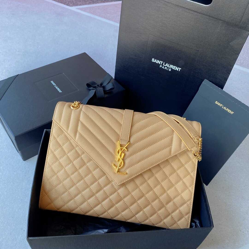 Saint Laurent  Envelope Large Bag IN Grained Quiled Leather Beige