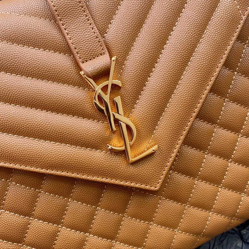 Saint Laurent  Envelope Large Bag IN Grained Quiled Leather Brown