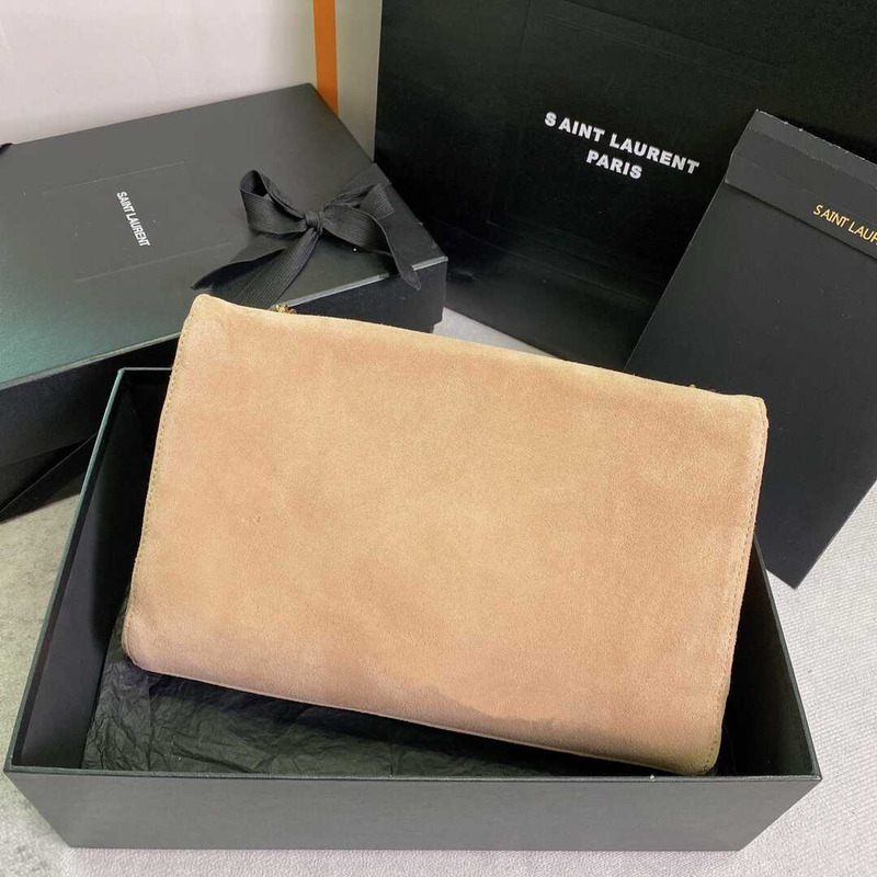 Saint Laurent Kate Medium Reversible Bag In Suede Beige