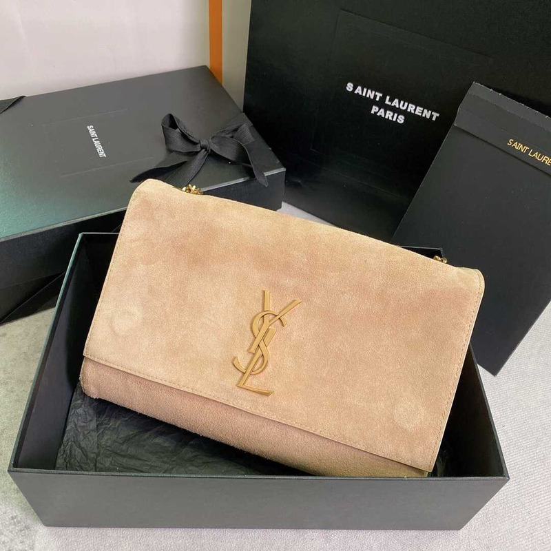 Saint Laurent Kate Medium Reversible Bag In Suede Beige