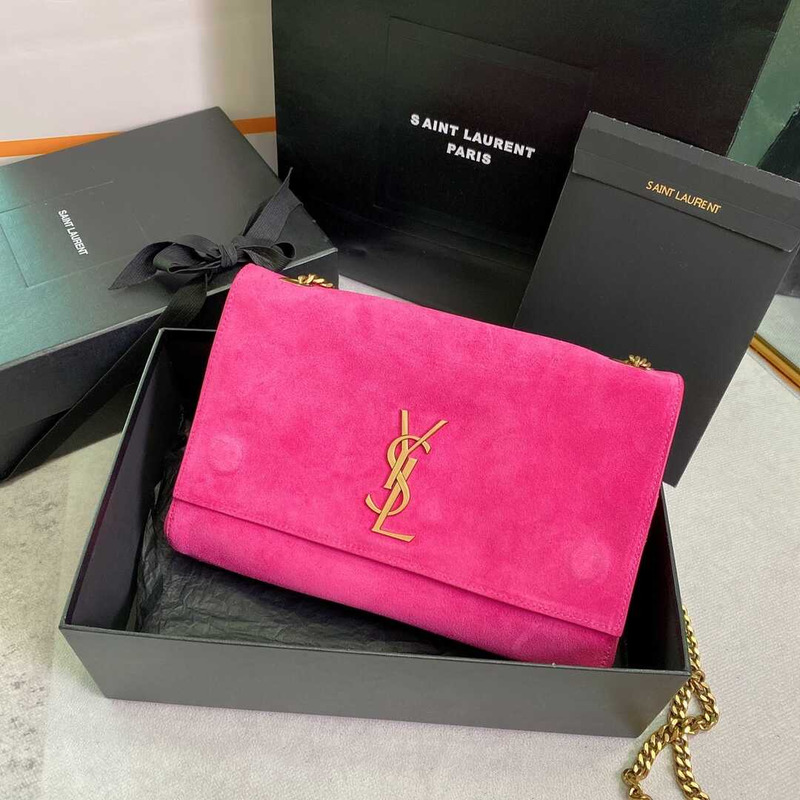 Saint Laurent Kate Medium Reversible Bag In Suede Pink