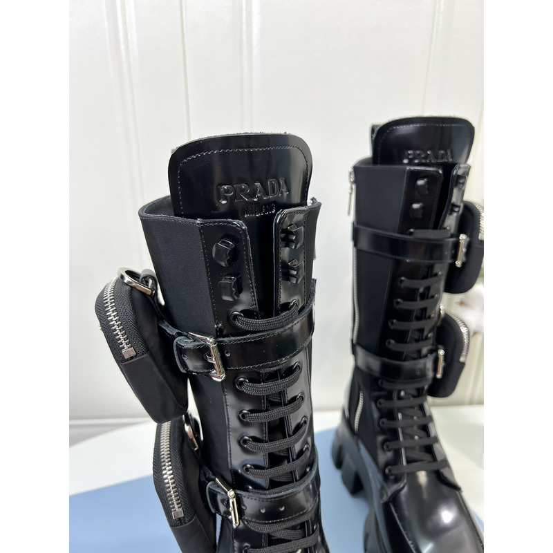 Pra*a monolith 55mm pouch tall leather boots black