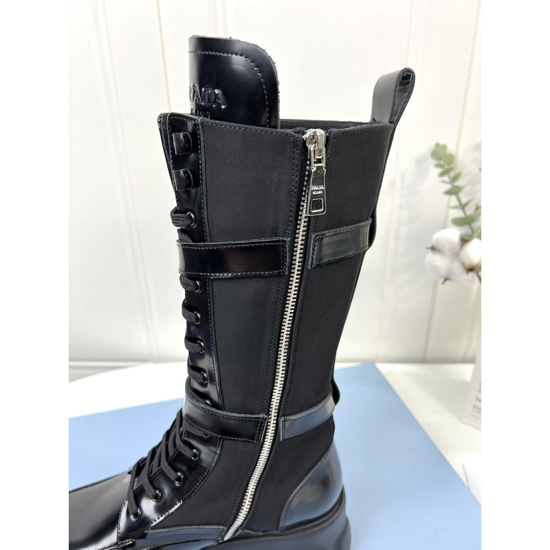 Pra*a monolith 55mm pouch tall leather boots black