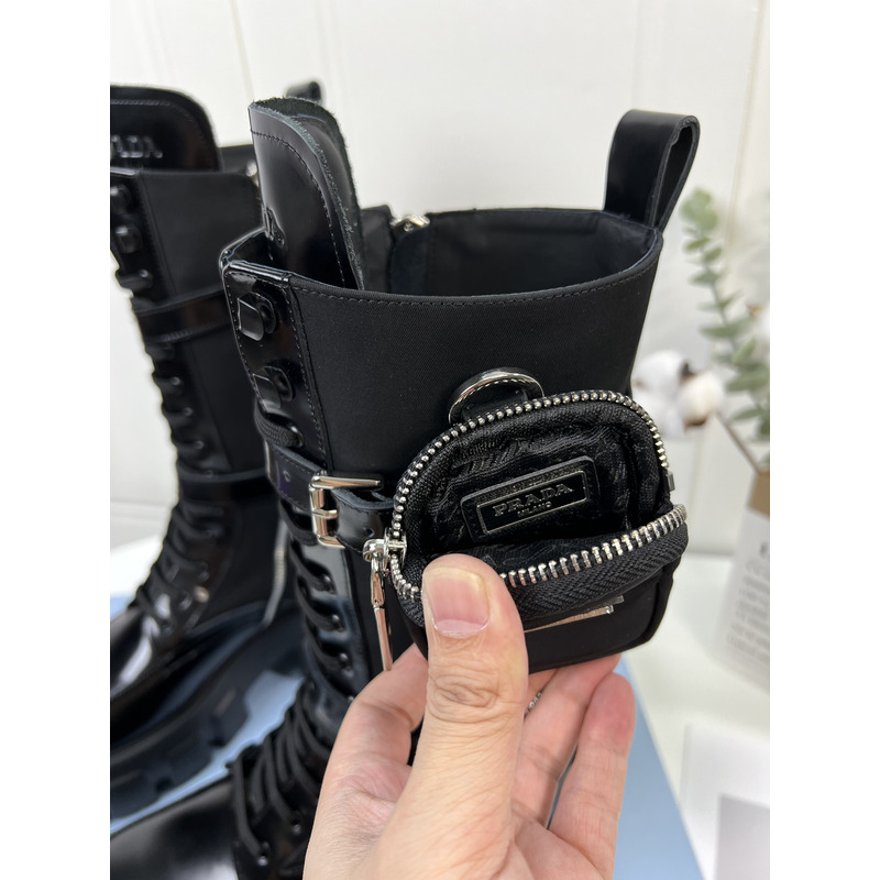 Pra*a monolith 55mm pouch tall leather boots black