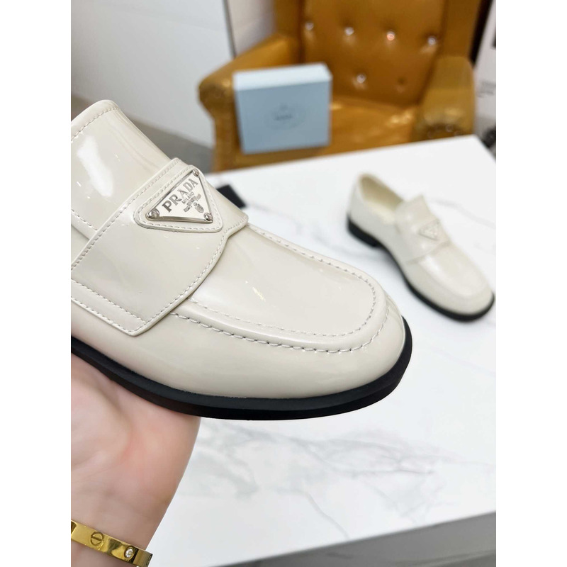 Pra*a patent leather loafers white