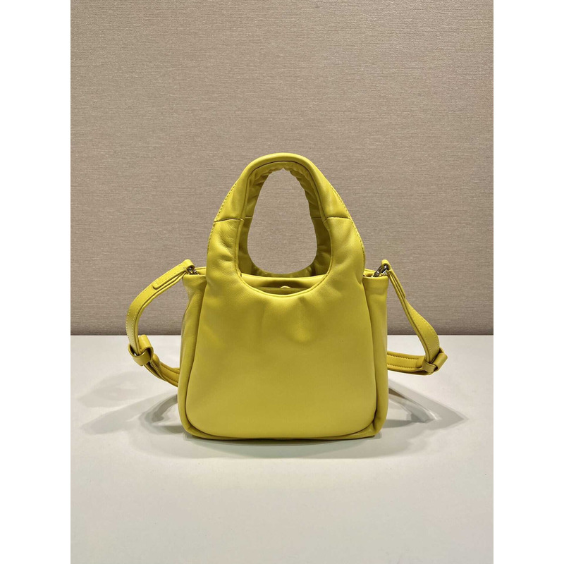 Pra*a soft small padded nappa leather bag yellow