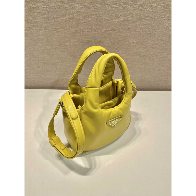 Pra*a soft small padded nappa leather bag yellow