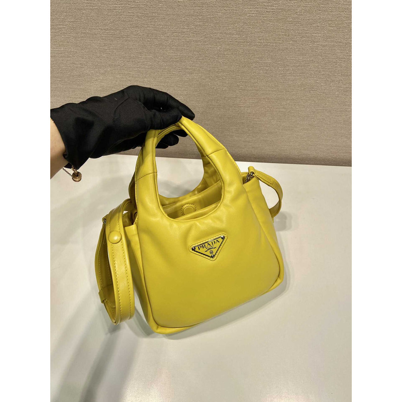 Pra*a soft small padded nappa leather bag yellow