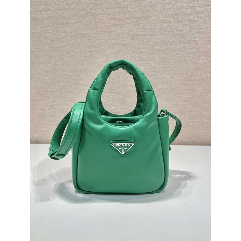 Pra*a soft small padded nappa leather bag green