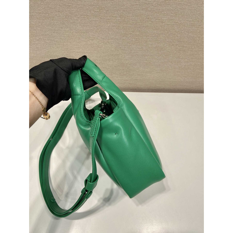 Pra*a soft small padded nappa leather bag green