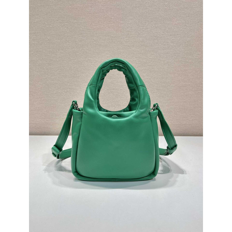 Pra*a soft small padded nappa leather bag green