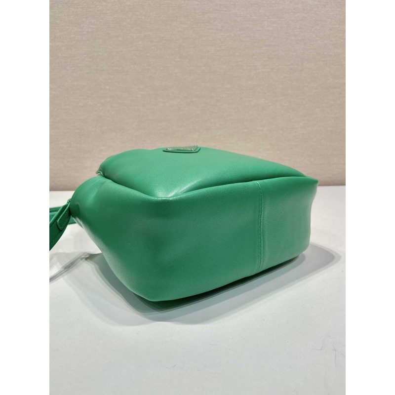 Pra*a soft small padded nappa leather bag green