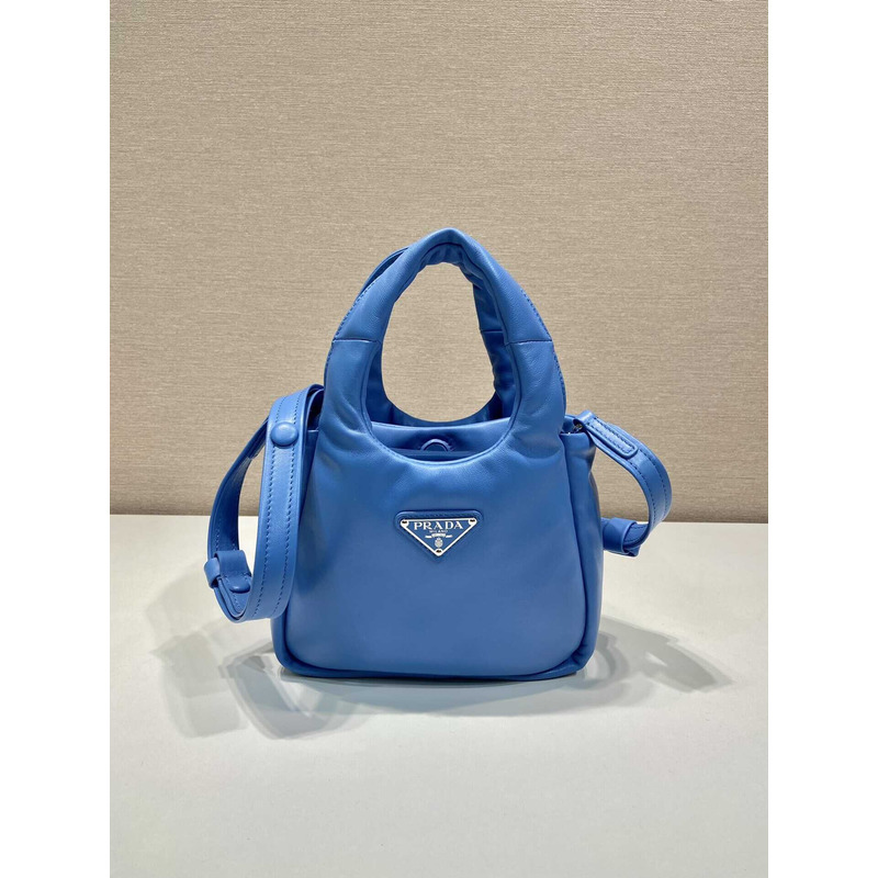 Pra*a soft small padded nappa leather bag blue