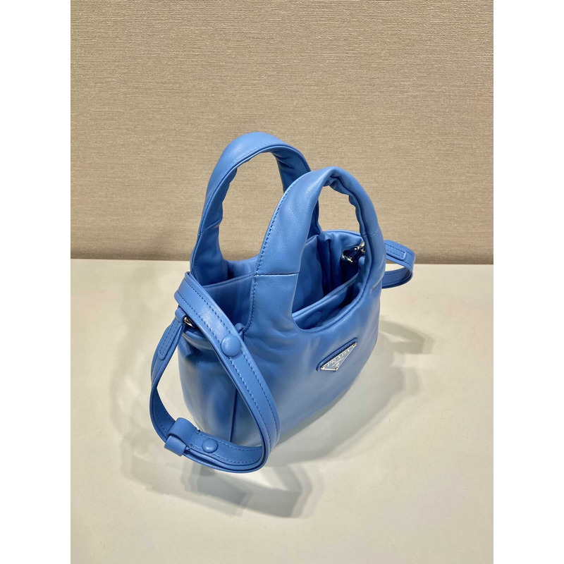 Pra*a soft small padded nappa leather bag blue