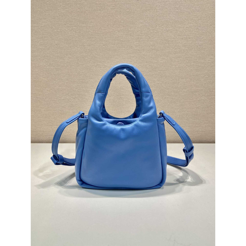 Pra*a soft small padded nappa leather bag blue