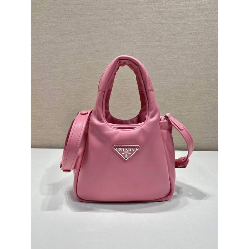 Pra*a soft small padded nappa leather bag pink