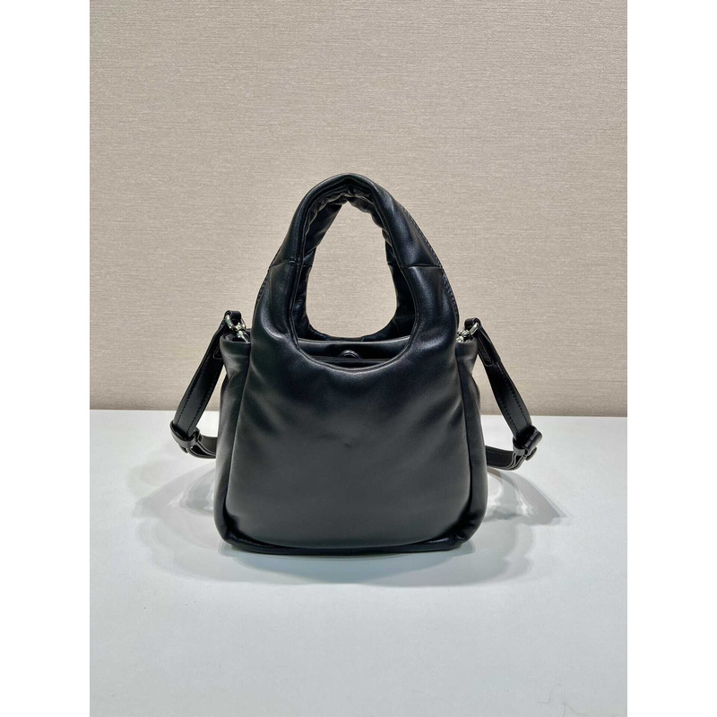 Pra*a soft small padded nappa leather bag black