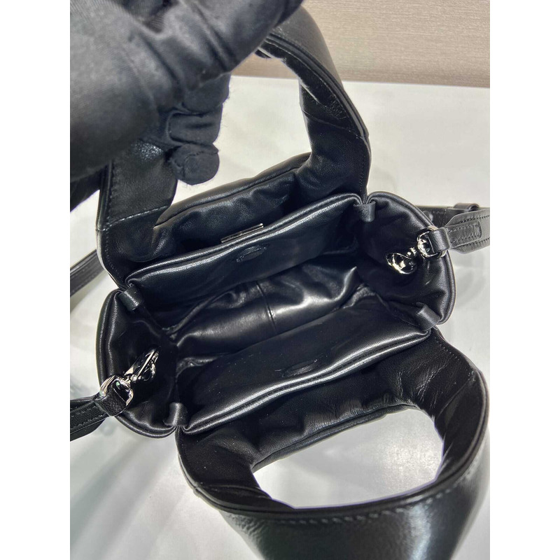 Pra*a soft small padded nappa leather bag black