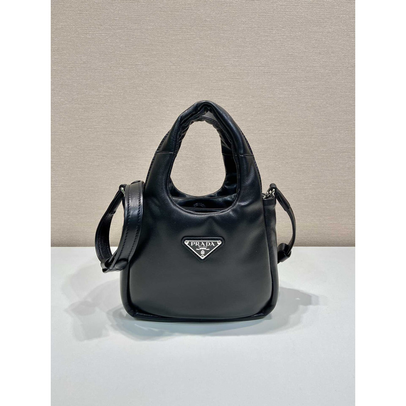 Pra*a soft small padded nappa leather bag black