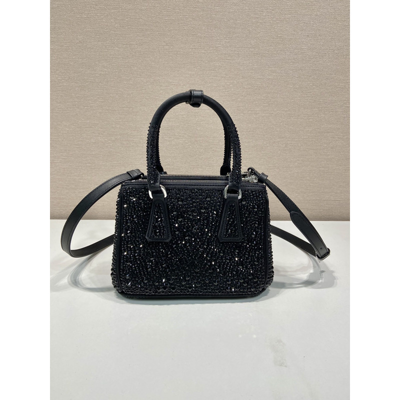 Pra*a galleria satin mini bag with crystals black