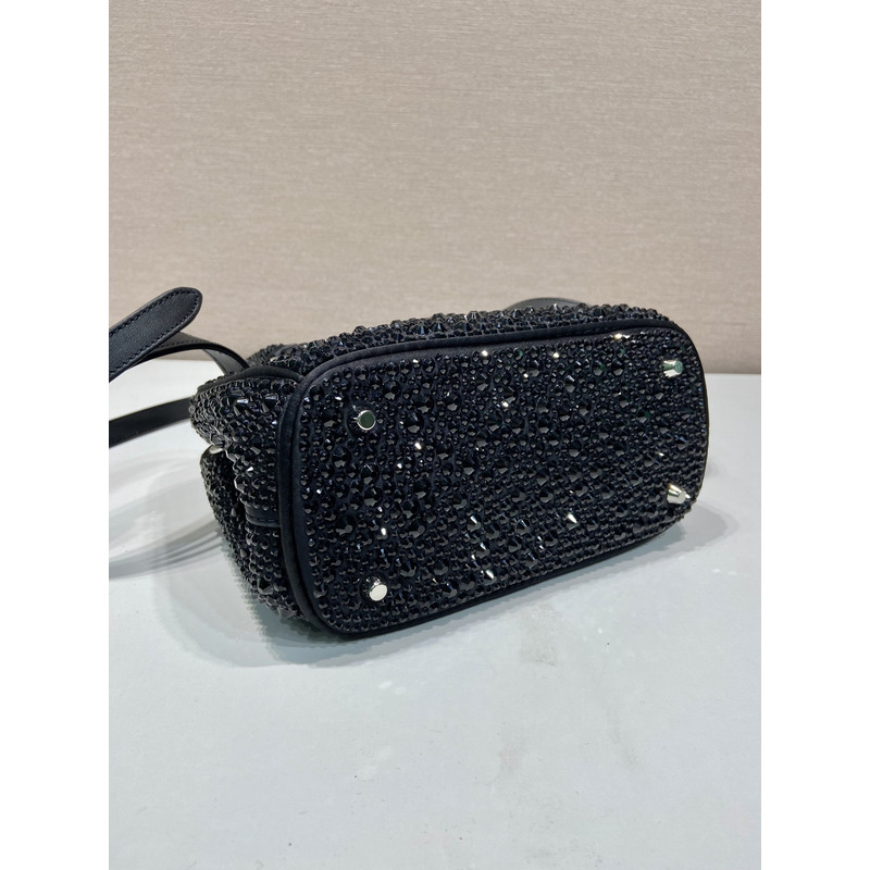 Pra*a galleria satin mini bag with crystals black