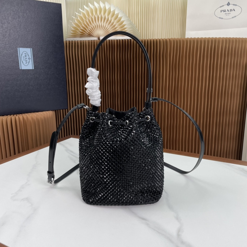 Pra*a satin mini bag with crystals black