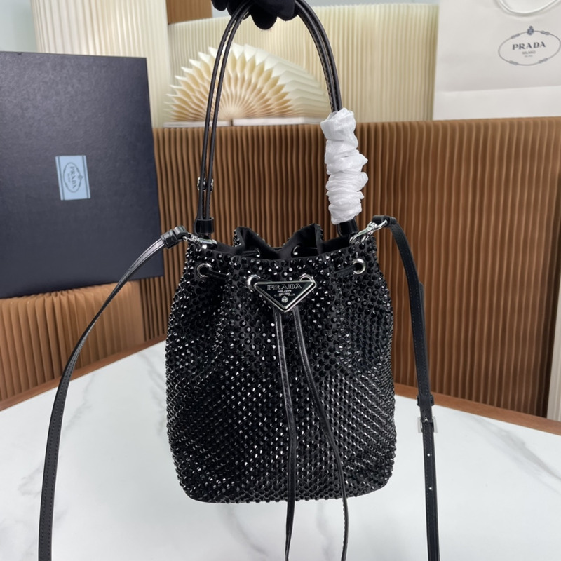 Pra*a satin mini bag with crystals black