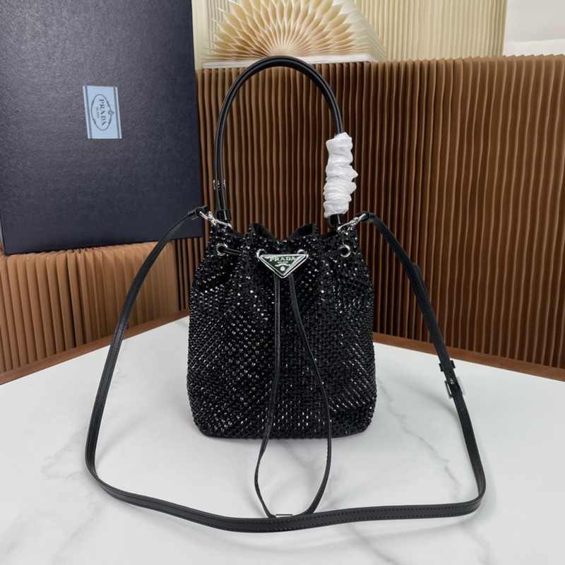 Pra*a satin mini bag with crystals black