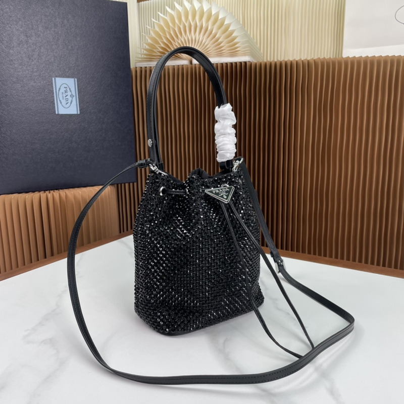 Pra*a satin mini bag with crystals black