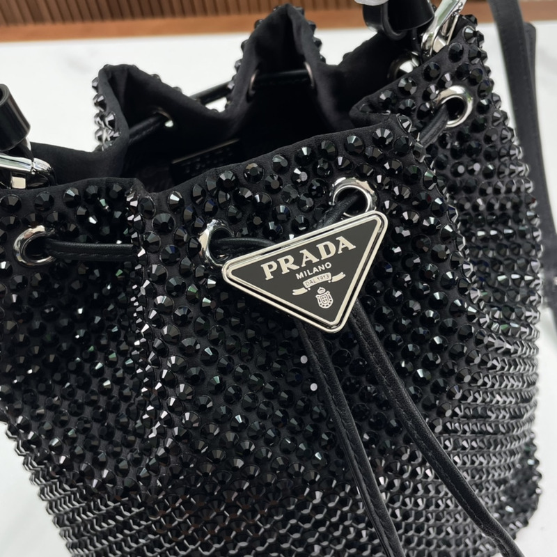 Pra*a satin mini bag with crystals black