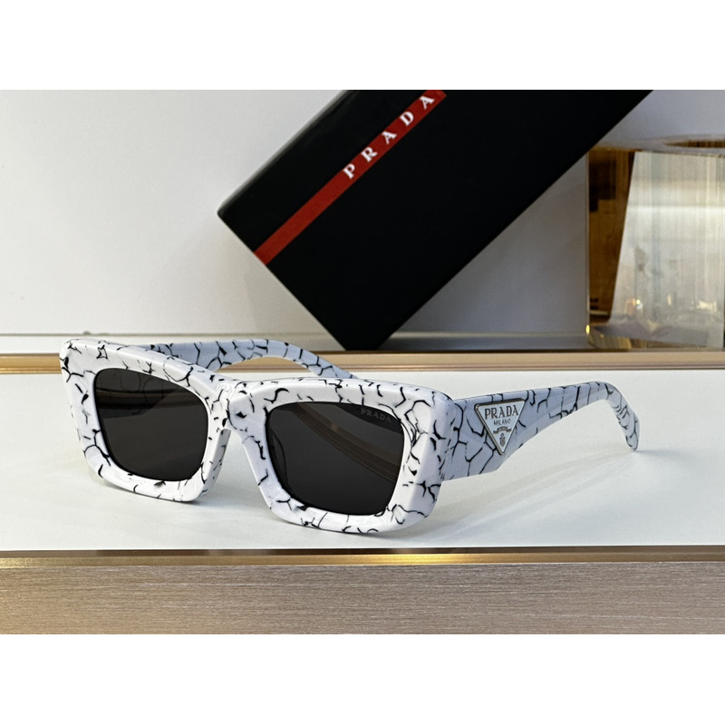 Pra*a sunglasses with triangle logo  white and black