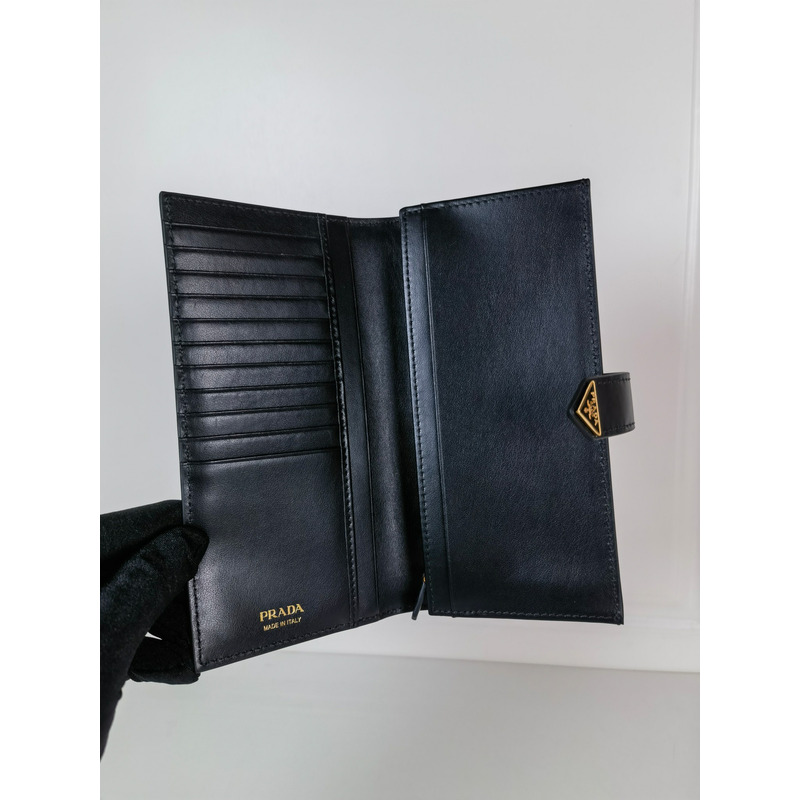 Pra*a large saffiano leather wallet black